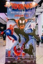 A beautiful standee of a movie called Spider-Man into the Spider-verse display at the cinema to promote the movie