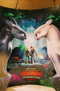 A Beautiful standee of a movie How To Train Your Dragon Hidden World display at the cinema to promote the movie