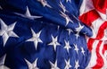 Beautiful star-striped flag waving the state symbol the United States of America close-up