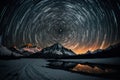 Beautiful star trail with mountains