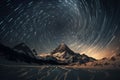 Beautiful star trail with mountains