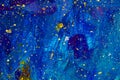 Beautiful starry night sky background - painting with acrylics on canvas