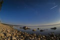 Beautiful starry sky over lake Baikal.