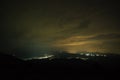 Beautiful starry sky over the village in the Ukrainian Carpathians. Night landscape Royalty Free Stock Photo