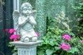 Beautiful statue of the angel praying in the park