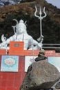 beautiful statue of lord shiva or mahadev or shankara on the himalaya mountains Royalty Free Stock Photo