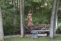 Lauritzen Gardens, Omaha, Nebraska, Statue with bench