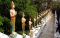 Beautiful statues in asian pagoda garden