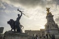 Beautiful statues outside Buckingham Palace London Great Britain