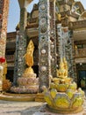 Beautiful statues, sculptures, and mosaics in a Buddhist monastery