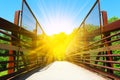 Beautiful steel bridge for bikers and walking in a wild park Royalty Free Stock Photo