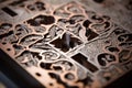 A beautiful steel product with holes made on a CNC machine. Close-up