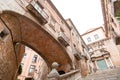 Beautiful steps and archway of the Pujada de Sant Domenec in Girona, Spain Royalty Free Stock Photo