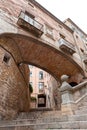 Beautiful steps and archway of the Pujada de Sant Domenec located in the Jewish Quarter of Girona, Spain