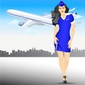Beautiful Stewardess at the airport Royalty Free Stock Photo