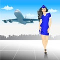 Beautiful Stewardess at the airport Royalty Free Stock Photo