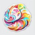 beautiful sticker of different colors swirling isolated on white
