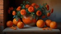Still Life of Flowers and Tangerines