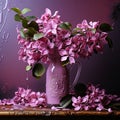 Beautiful still life with a rustic style bouquet of pink flowers. Royalty Free Stock Photo