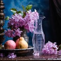 Beautiful still life with a rustic style bouquet of pink flowers. Royalty Free Stock Photo