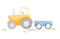 Beautiful stock illustration with cute watercolor farm tractor.