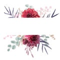 Beautiful stock illustration with gentle hand drawn watercolor flower arrangement. Dahlia flowers