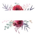 Beautiful stock illustration with gentle hand drawn watercolor flower arrangement. Dahlia flowers.