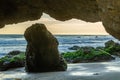 Beautiful stone arch with ocean views on the popular El Matador Beach along the Southern California coast, Malibu, California.