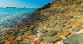 Beautiful stone beach coasline background Royalty Free Stock Photo