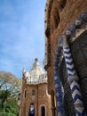 Beautiful stone buildings with mosaic at the entrance of the famous Park GÃÂ¼ell