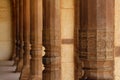Beautiful stone columns in Amber Fort. India Royalty Free Stock Photo