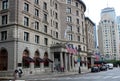 Elaborate stone facade of historic hotel, The Fairmont at Copley Plaza, Boston, Mass, 2019