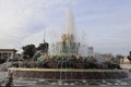 Beautiful stone flower fountain, exhibition of national economy achievements, pavilions, fountains and beautiful Park Royalty Free Stock Photo