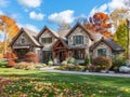 A beautiful stone home in the fall Royalty Free Stock Photo