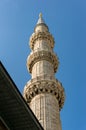 Beautiful stone minaret of Blue Mosque in Istanbul Royalty Free Stock Photo