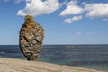 A beautiful stone outlier on the coast of the Sea of Okhotsk. Cape Velikan, island Sakhalin , Russia