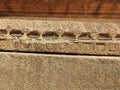 Beautiful stone pillars with god and goddess carving in Veerabhadra Hindu temple located at Lepakshi in the state of Andhra