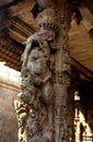 beautiful stone pillars of Jalakandeswarar temple hall