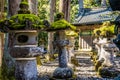 Beautiful stone toro lanterns at Toshogu Shrine in Nikko Japan