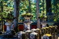 Beautiful stone toro lanterns at Toshogu Shrine in Nikko Japan