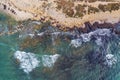 Beautiful stone tropical beach aerial top view from drone Royalty Free Stock Photo