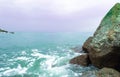 Beautiful stone wall on the sea