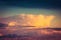 Beautiful storm cumulus clouds in the sky during sunrise or sunset, background