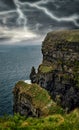 Beautiful Stormy landscape in Cliffs of Moher. Ireland`s Coast. Royalty Free Stock Photo