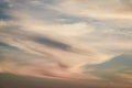 Beautiful stormy natural sunset sunrise sky. Cloudy abstract background, Sun Over Skyline, Horizon. Warm Colours Royalty Free Stock Photo