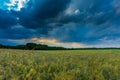 Beautiful stormy sky over fields in Poland Royalty Free Stock Photo