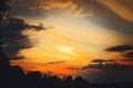 Beautiful stormy sunset sky. Cloudy abstract background. Sunset colors Royalty Free Stock Photo