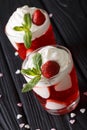 Beautiful strawberry cocktail with whipped cream and mint, decor Royalty Free Stock Photo