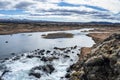 Beautiful stream flowing at Drekkingarhylur at Thingvellir National Park