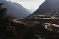 beautiful stream flowing through the scenic mountain valley, surrounded by himalaya and alpine forest Royalty Free Stock Photo